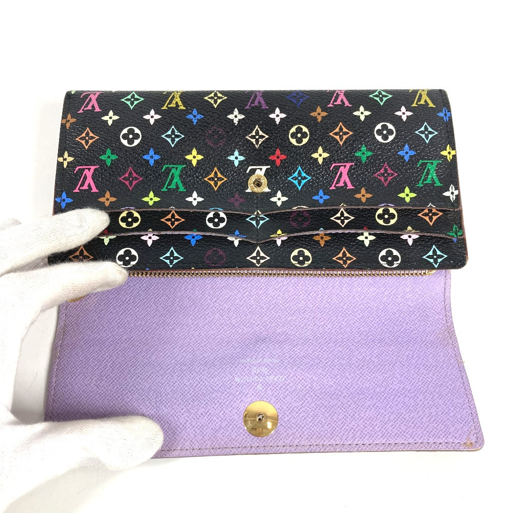 LOUIS VUITTON M60273 Monogram Multicolore Portefeuille Sarah Long Wallet with Flap, Monogram Multicolore Canvas, Unisex, Black