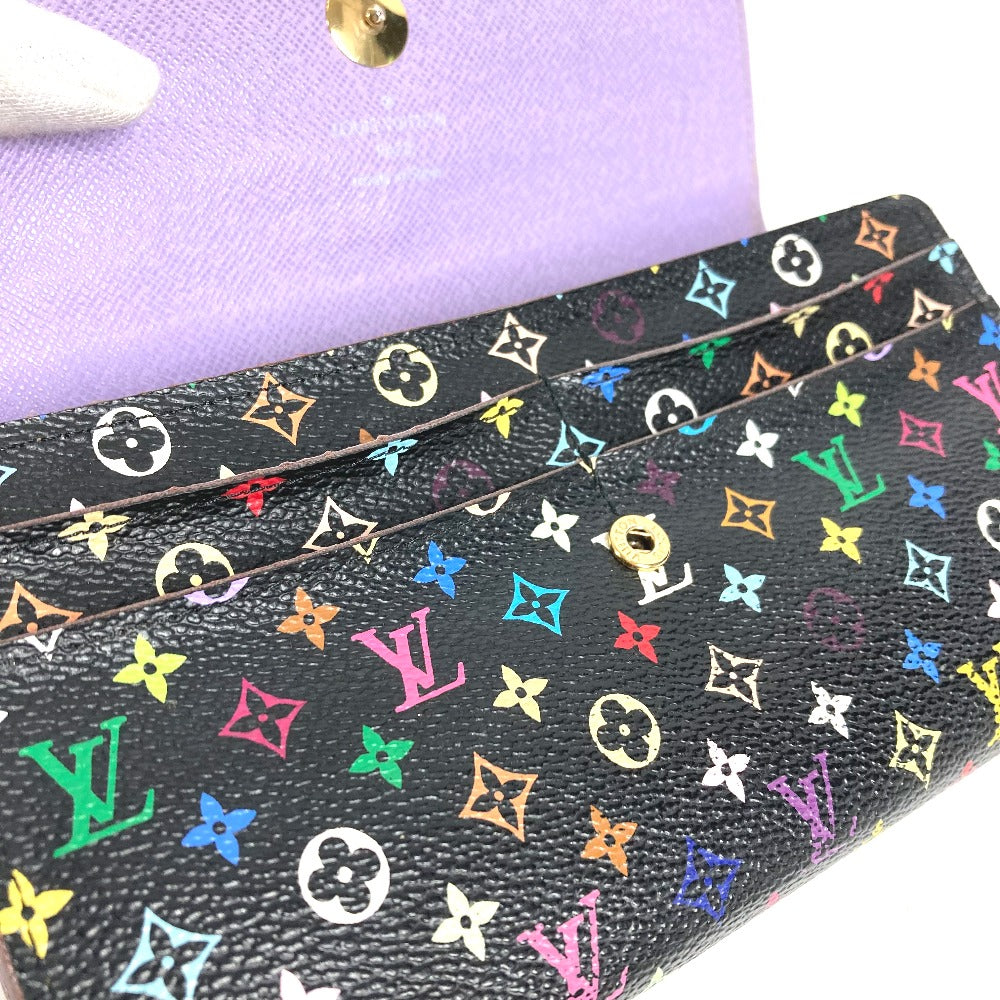 LOUIS VUITTON M60273 Monogram Multicolore Portefeuille Sarah Long Wallet with Flap, Monogram Multicolore Canvas, Unisex, Black