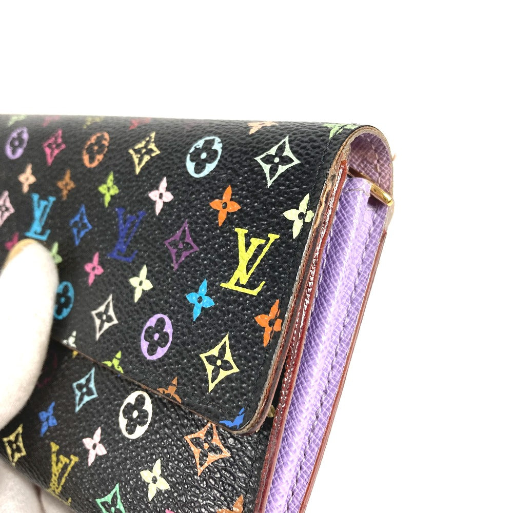 LOUIS VUITTON M60273 Monogram Multicolore Portefeuille Sarah Long Wallet with Flap, Monogram Multicolore Canvas, Unisex, Black
