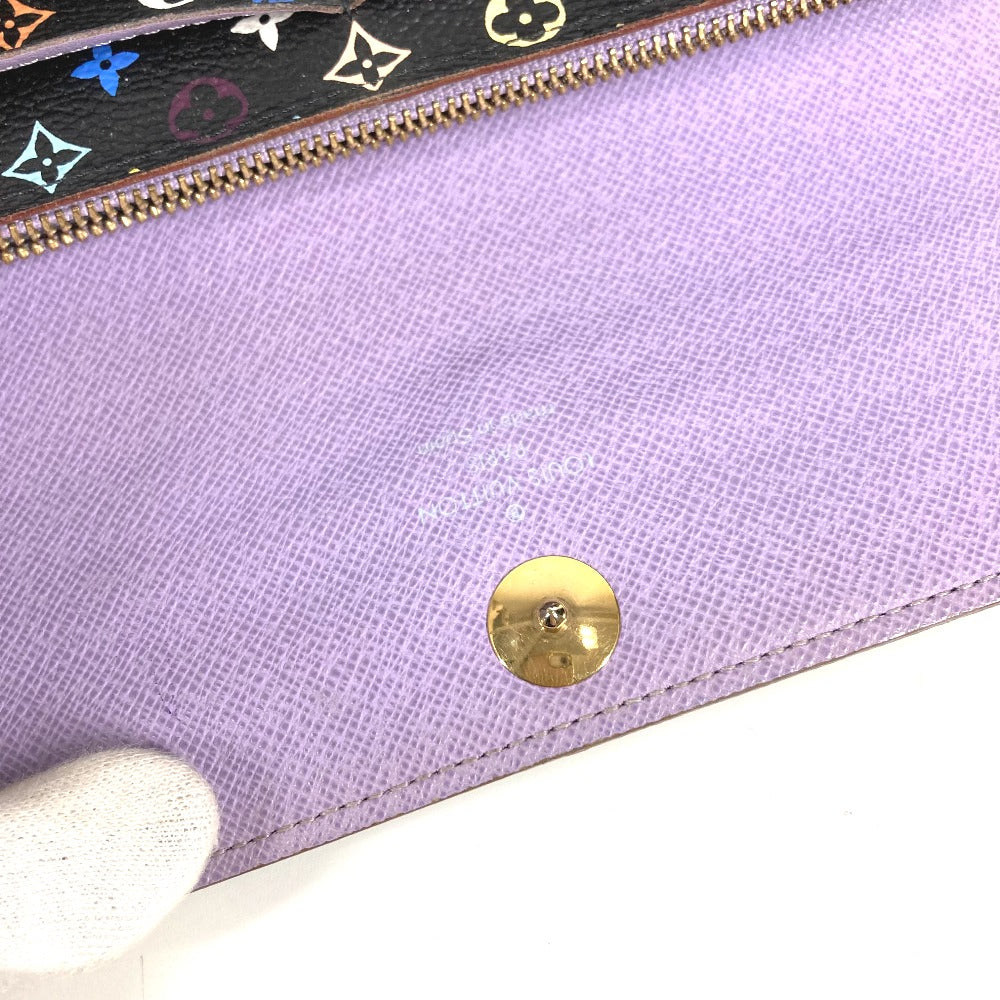LOUIS VUITTON M60273 Monogram Multicolore Portefeuille Sarah Long Wallet with Flap, Monogram Multicolore Canvas, Unisex, Black
