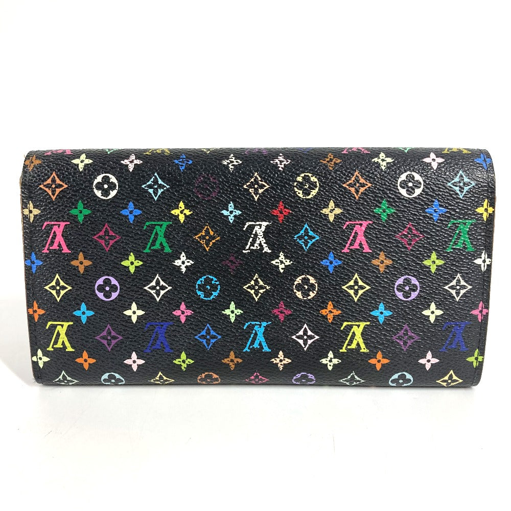 LOUIS VUITTON M60273 Monogram Multicolore Portefeuille Sarah Long Wallet with Flap, Monogram Multicolore Canvas, Unisex, Black