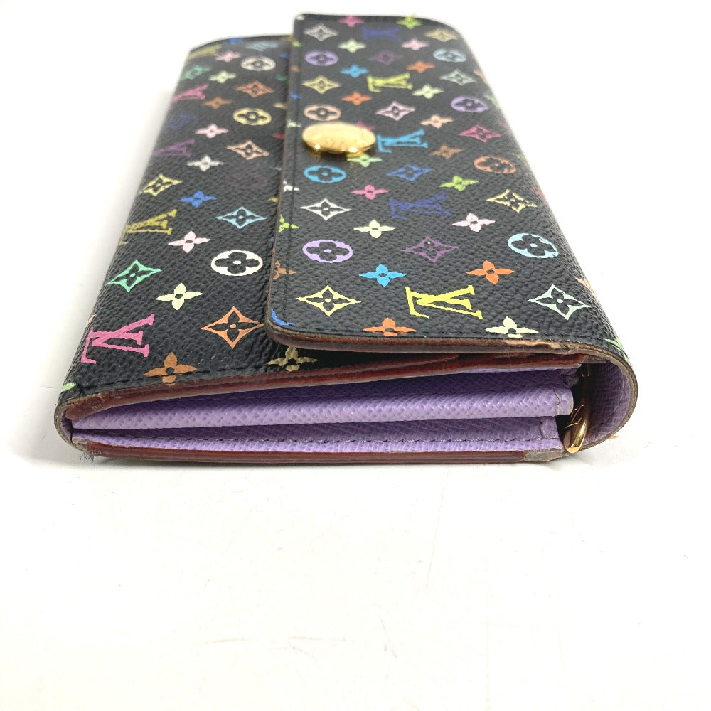 LOUIS VUITTON M60273 Monogram Multicolore Portefeuille Sarah Long Wallet with Flap, Monogram Multicolore Canvas, Unisex, Black