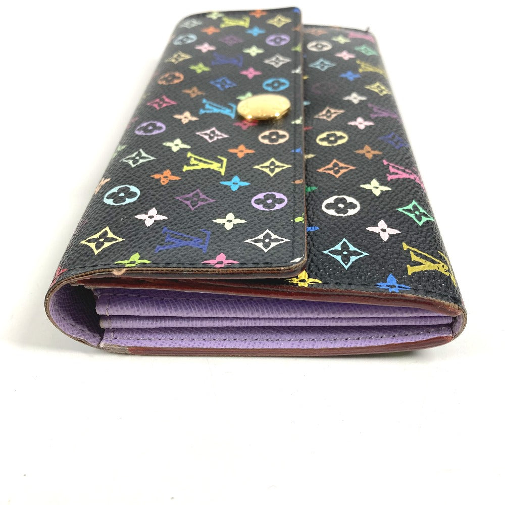LOUIS VUITTON M60273 Monogram Multicolore Portefeuille Sarah Long Wallet with Flap, Monogram Multicolore Canvas, Unisex, Black