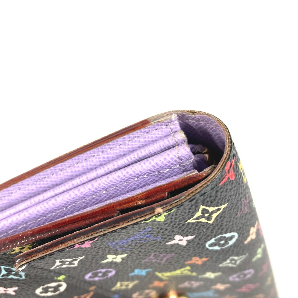 LOUIS VUITTON M60273 Monogram Multicolore Portefeuille Sarah Long Wallet with Flap, Monogram Multicolore Canvas, Unisex, Black