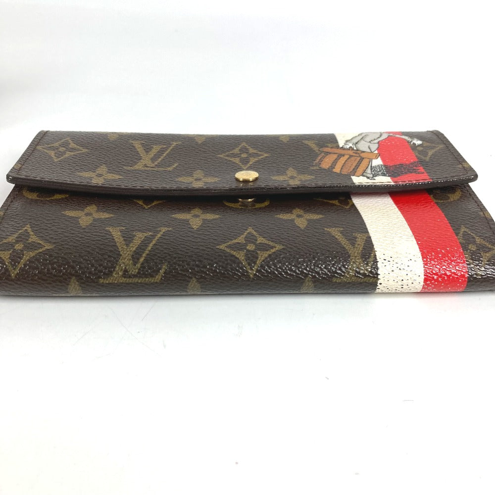 LOUIS VUITTON M60034 Monogram Groom Portefeuille Sarah Long Wallet with Flap, Monogram Canvas, Unisex, Brown