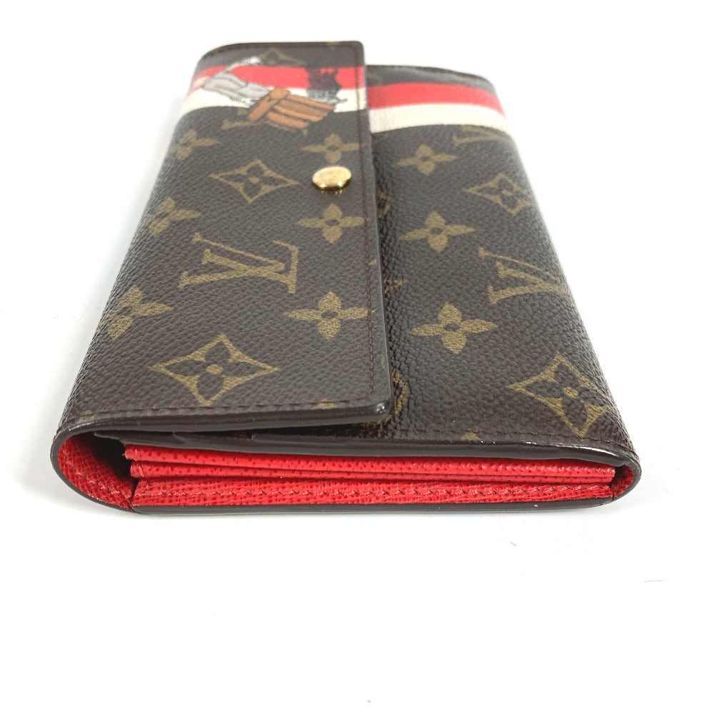 LOUIS VUITTON M60034 Monogram Groom Portefeuille Sarah Long Wallet with Flap, Monogram Canvas, Unisex, Brown