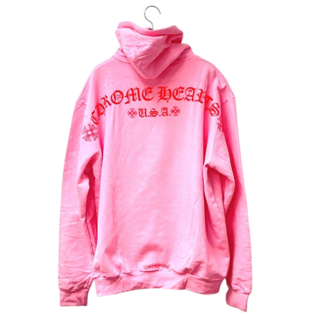 CHROME HEARTS トレーナー スウェット 長袖 USA ロゴ アパレル フーディー フード パーカー コットン メンズ ピンク