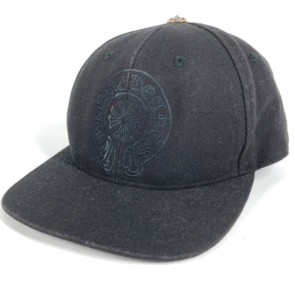 CHROME HEARTS Horseshoe Logo Hat, Wool Baseball Cap, Unisex, Black