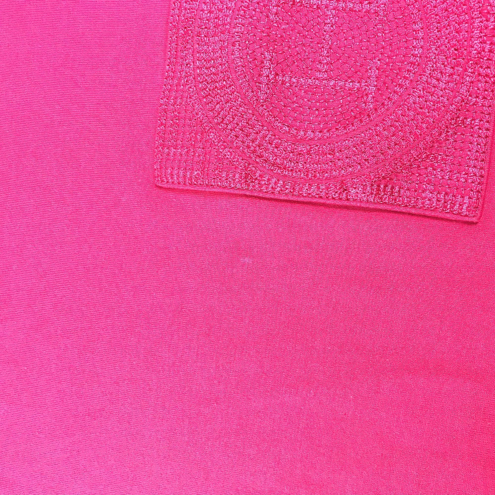 HERMES 刺繍入れ モザイク Hロゴ ポケット アパレル Tシャツワンピース ラウンドネック ワンピース コットン レディース ピンク