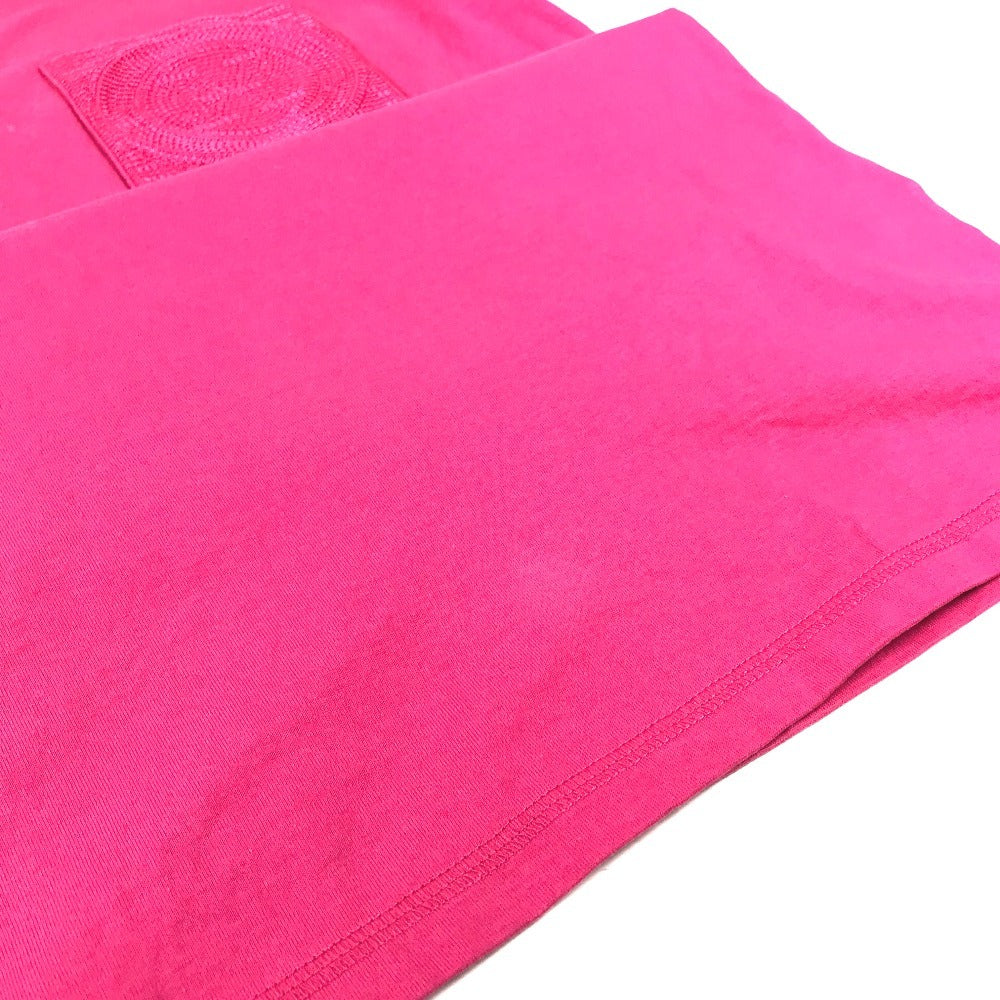 HERMES 刺繍入れ モザイク Hロゴ ポケット アパレル Tシャツワンピース ラウンドネック ワンピース コットン レディース ピンク