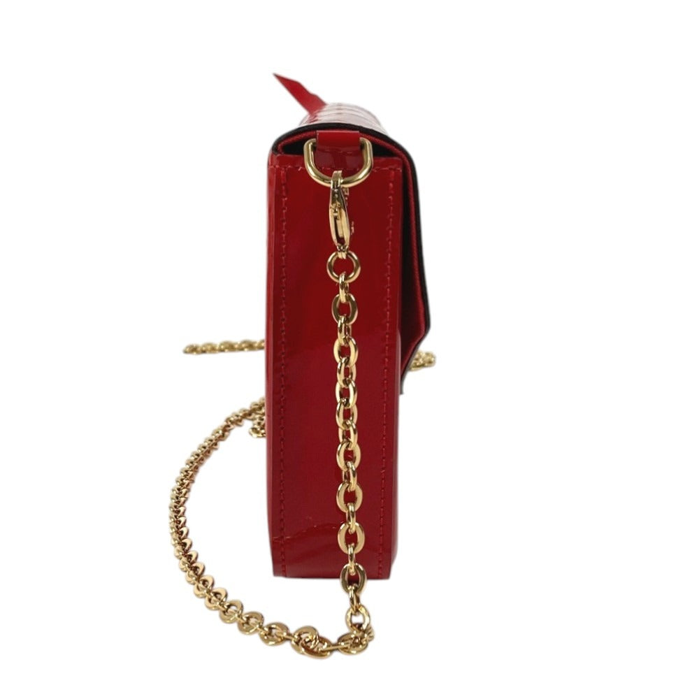 LOUIS VUITTON M61293 モノグラム ヴェルニ ポシェット フェリシー チェーンウォレット クラッチバッグ ショルダーバッグ モノグラムヴェルニキャンバス レディース レッド