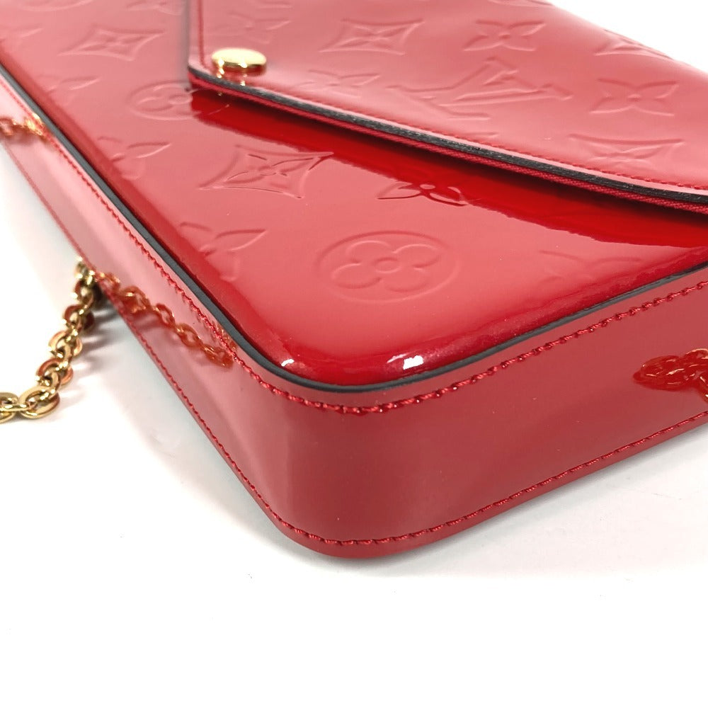 LOUIS VUITTON M61293 モノグラム ヴェルニ ポシェット フェリシー チェーンウォレット クラッチバッグ ショルダーバッグ モノグラムヴェルニキャンバス レディース レッド