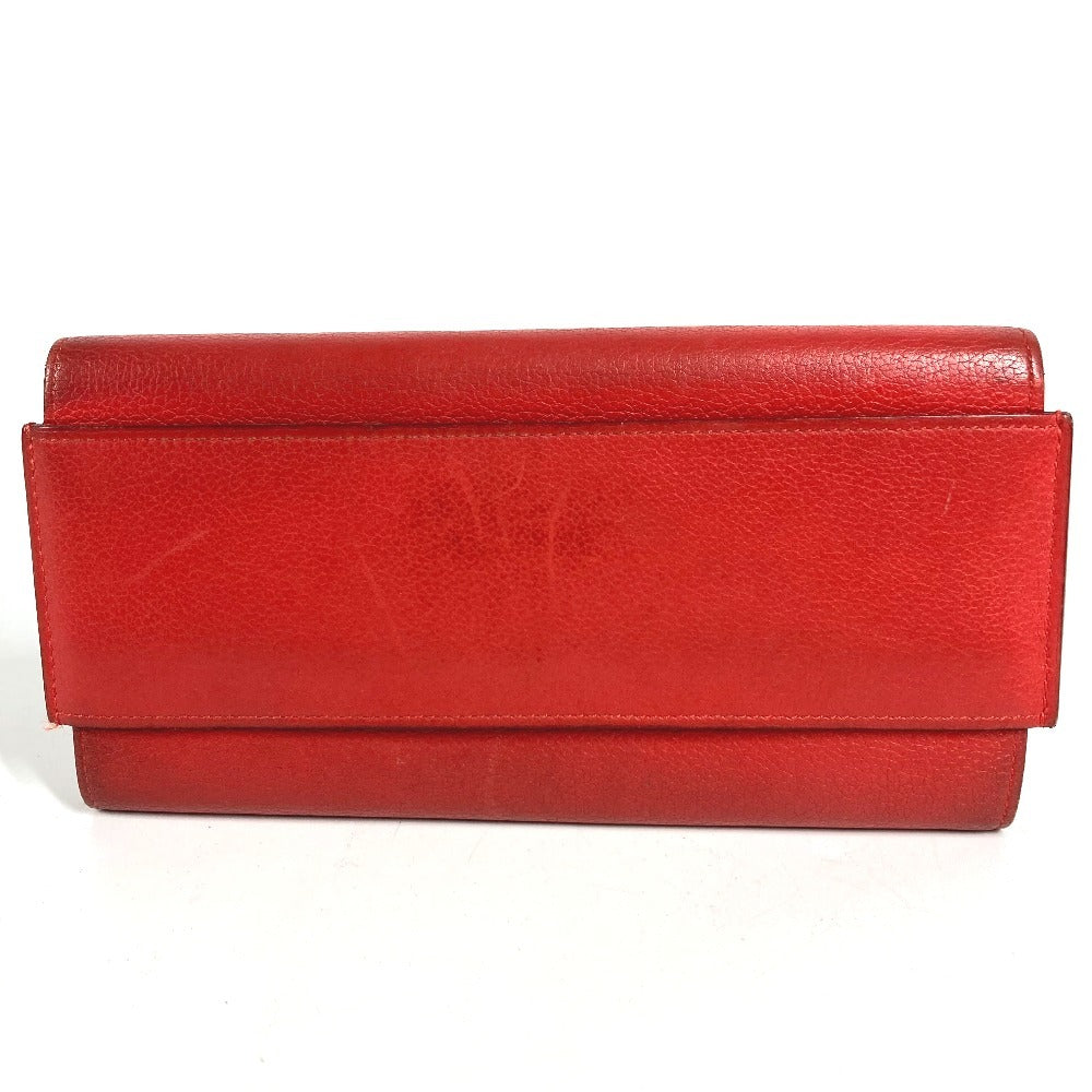 HERMES Passant Long Wallet with Coin Purse, Leather, Women's, Red