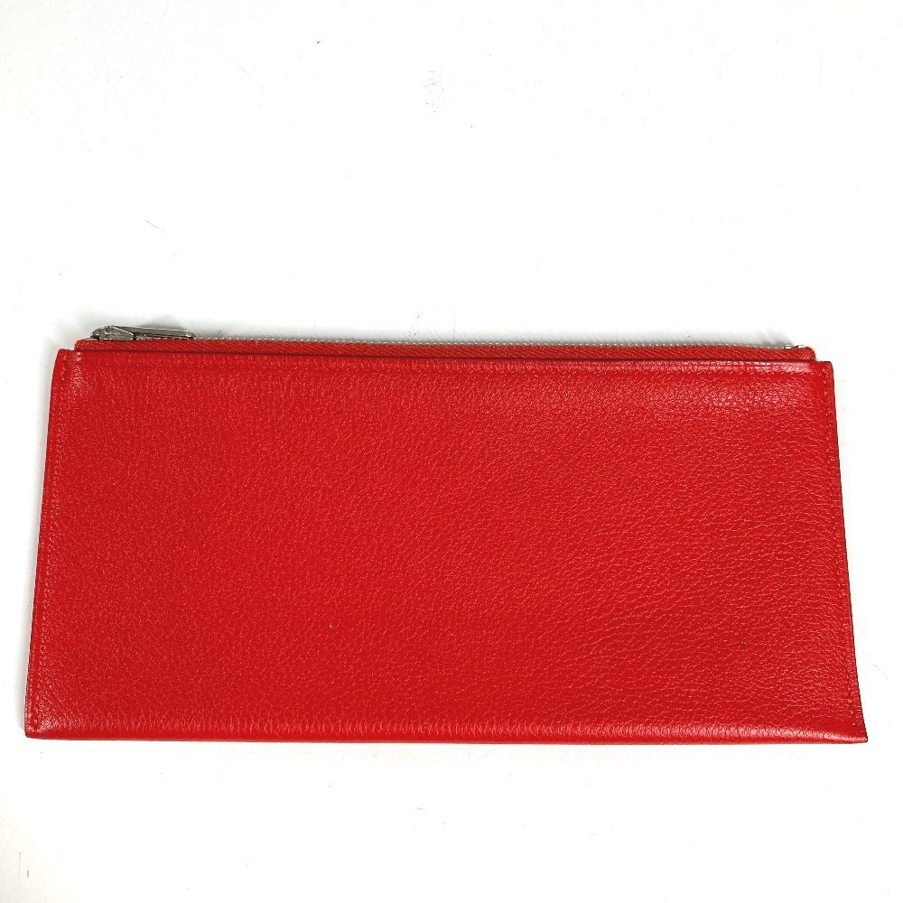 HERMES Passant Long Wallet with Coin Purse, Leather, Women's, Red