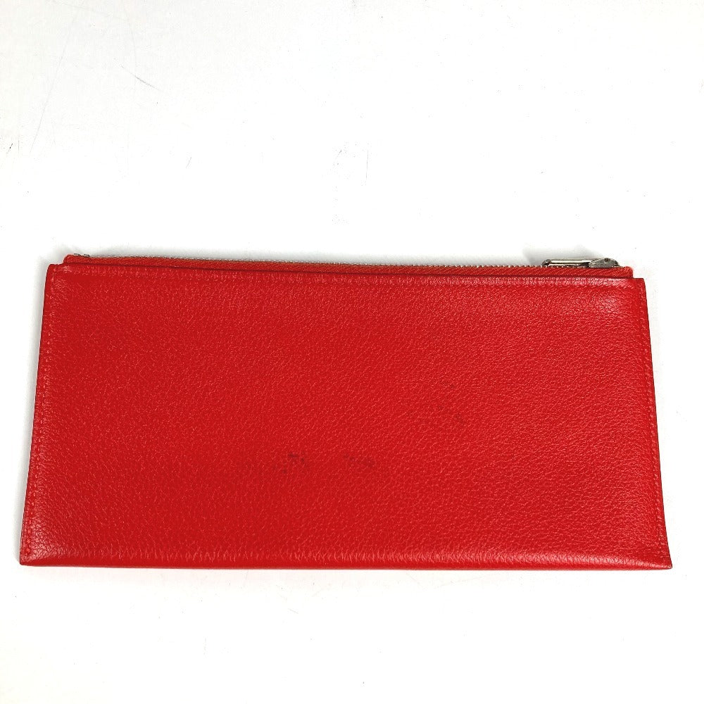 HERMES Passant Long Wallet with Coin Purse, Leather, Women's, Red