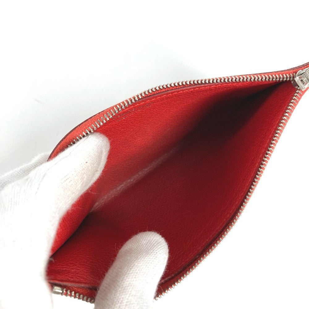 HERMES Passant Long Wallet with Coin Purse, Leather, Women's, Red