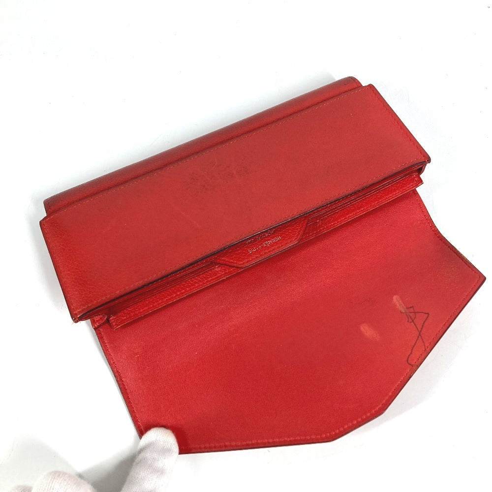 HERMES Passant Long Wallet with Coin Purse, Leather, Women's, Red