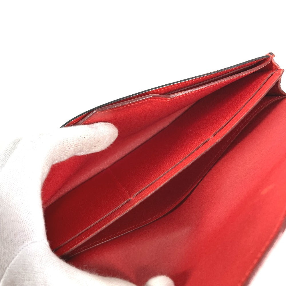 HERMES Passant Long Wallet with Coin Purse, Leather, Women's, Red