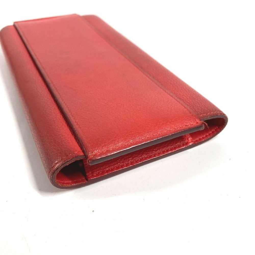 HERMES Passant Long Wallet with Coin Purse, Leather, Women's, Red
