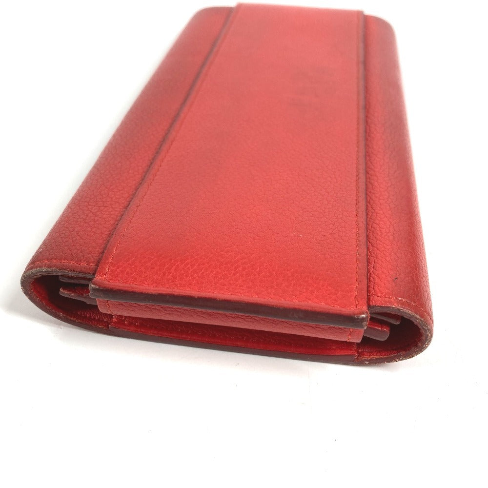 HERMES Passant Long Wallet with Coin Purse, Leather, Women's, Red