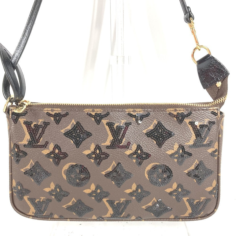 LOUIS VUITTON M26473 モノグラムスパンコール ポシェットアクセソワール カバン アクセサリーポーチ 肩掛け ショルダーバッグ モノグラムキャンバス レディース ブラウン