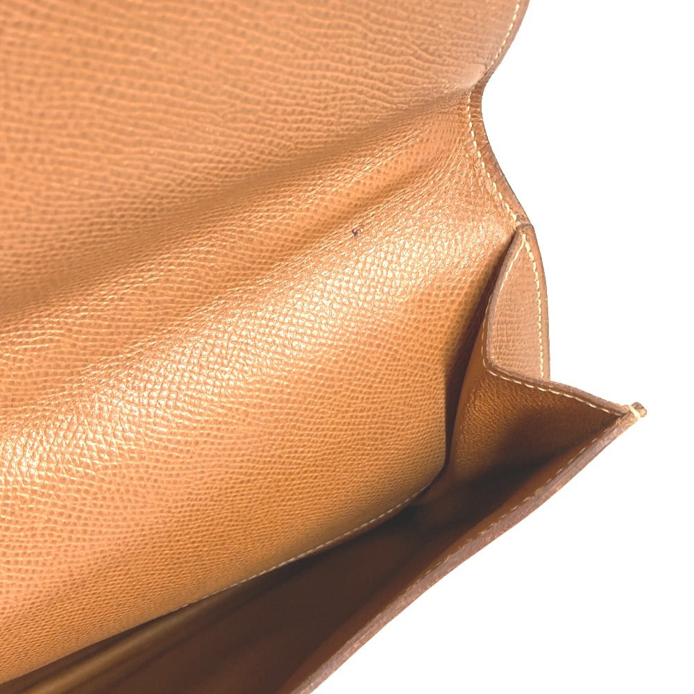 HERMES ヴィンテージ ロゴ カバン 書類バッグ ハンドバッグ ブリーフケース ビジネスバッグ レザー ユニセックス ゴールド ブラウン