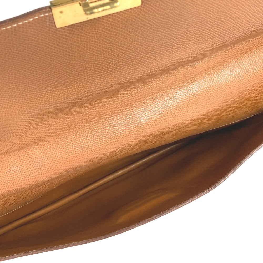 HERMES ヴィンテージ ロゴ カバン 書類バッグ ハンドバッグ ブリーフケース ビジネスバッグ レザー ユニセックス ゴールド ブラウン