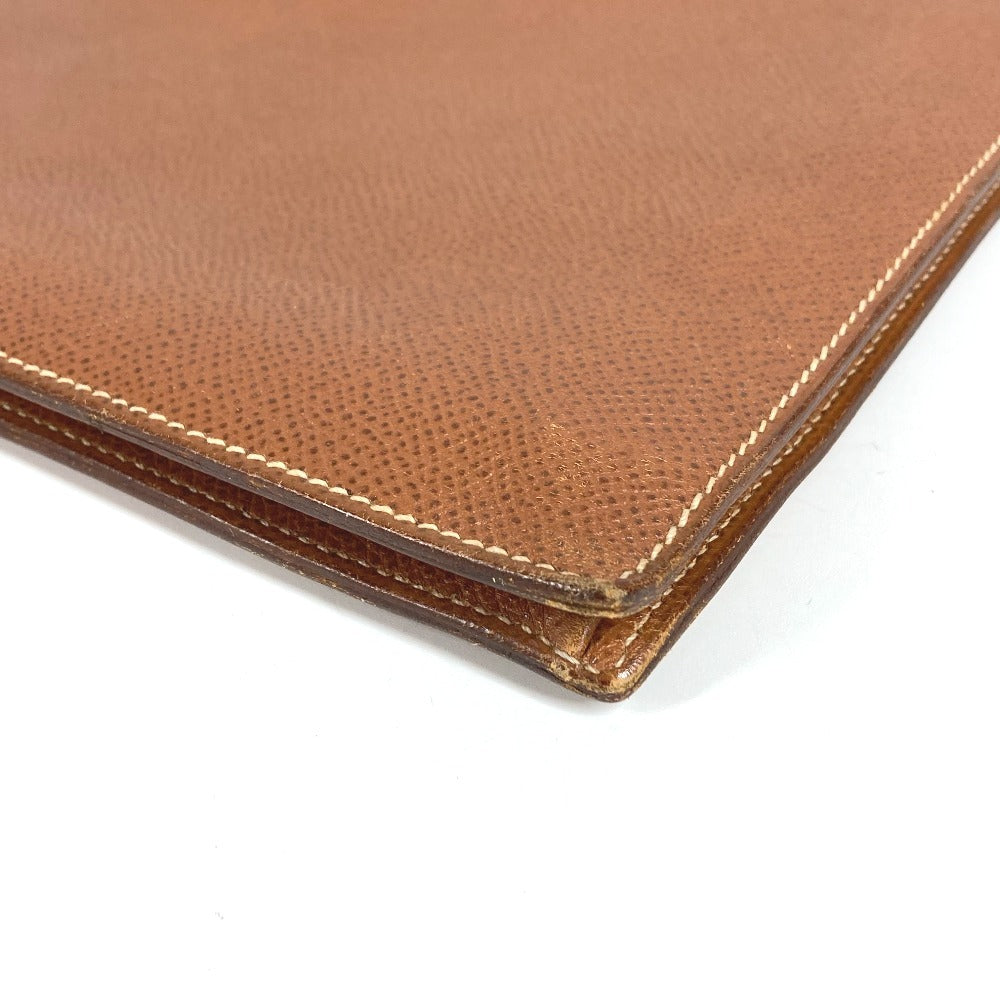 HERMES ヴィンテージ ロゴ カバン 書類バッグ ハンドバッグ ブリーフケース ビジネスバッグ レザー ユニセックス ゴールド ブラウン