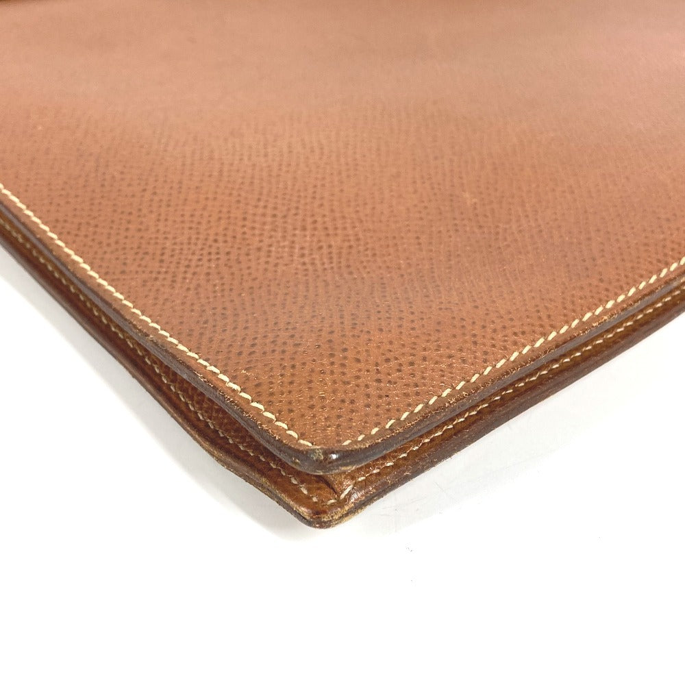HERMES ヴィンテージ ロゴ カバン 書類バッグ ハンドバッグ ブリーフケース ビジネスバッグ レザー ユニセックス ゴールド ブラウン