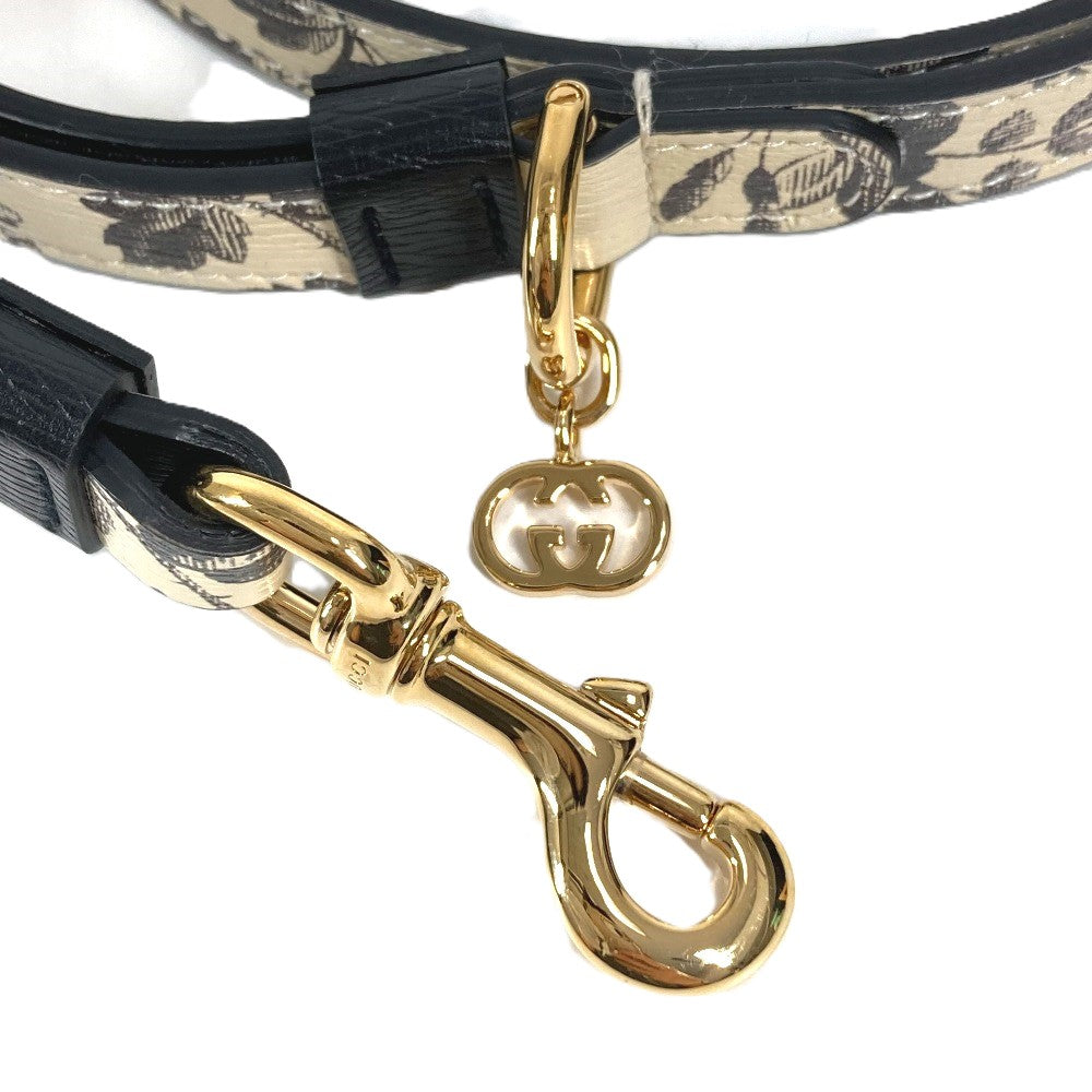 GUCCI 692955 Herbarium Extra Small Pet Leash Pet Dog Dog Leash Leather Unisex Black