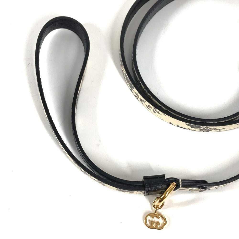 GUCCI 692955 Herbarium Extra Small Pet Leash Pet Dog Dog Leash Leather Unisex Black
