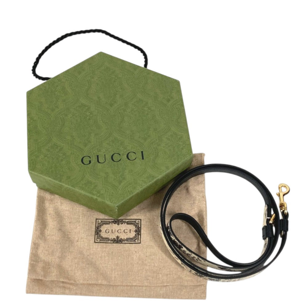 GUCCI 692955 Herbarium Extra Small Pet Leash Pet Dog Dog Leash Leather Unisex Black