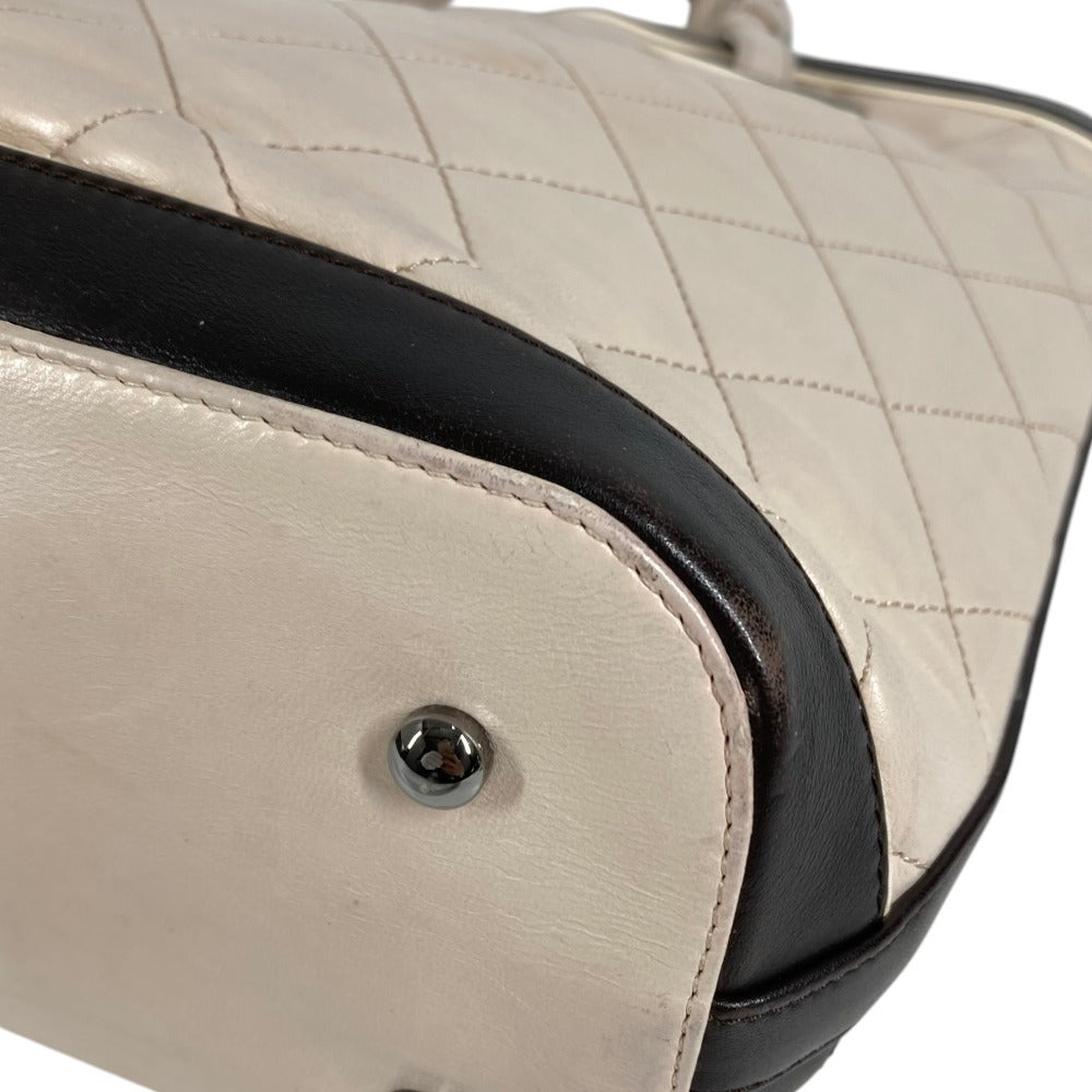 CHANEL Bicolor CC Coco Mark Logo Charm Handbag Tote Bag Shoulder Bag Leather Women's Beige