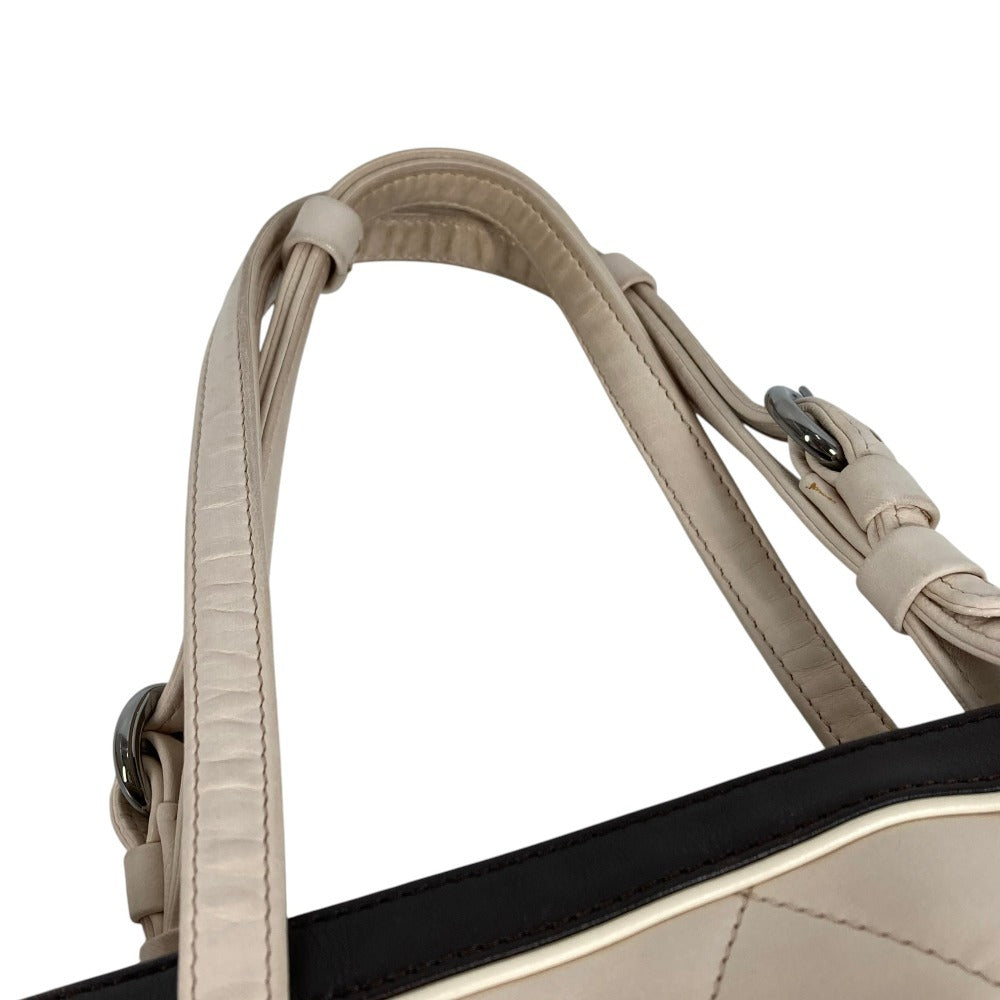 CHANEL Bicolor CC Coco Mark Logo Charm Handbag Tote Bag Shoulder Bag Leather Women's Beige