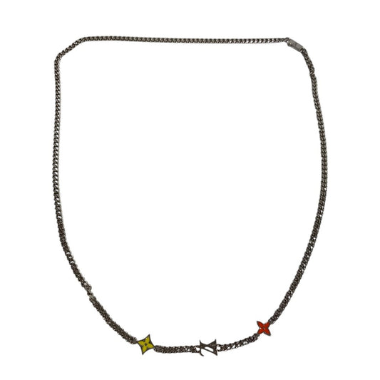 LOUIS VUITTON M01951 Monogram Row Long Necklace Chain Accessory Necklace Metal Men's Silver