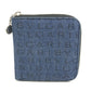 BVLGARI Logomania All-over Pattern Denim Round Zipper Compact Wallet Bi-fold Wallet Leather/Canvas Unisex Blue