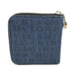BVLGARI Logomania All-over Pattern Denim Round Zipper Compact Wallet Bi-fold Wallet Leather/Canvas Unisex Blue