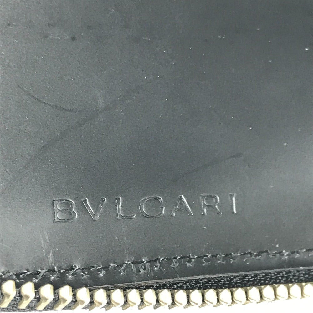 BVLGARI Logomania All-over Pattern Denim Round Zipper Compact Wallet Bi-fold Wallet Leather/Canvas Unisex Blue