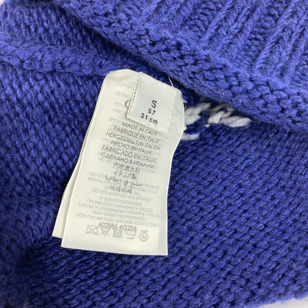 GUCCI 602886 Logo GG Beanie Hat Knit Cap Knit Hat Wool Unisex Blue