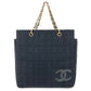 CHANEL CC ココマーク ロゴ チョコバー カバン トートバッグ 肩掛け Wチェーンバッグ ショルダーバッグ コットン ユニセックス ブラック