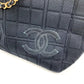 CHANEL CC ココマーク ロゴ チョコバー カバン トートバッグ 肩掛け Wチェーンバッグ ショルダーバッグ コットン ユニセックス ブラック