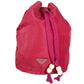 PRADA Triangle Logo Plate Drawstring Bag Handbag Pouch Nylon Women's Pink
