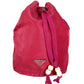 PRADA Triangle Logo Plate Drawstring Bag Handbag Pouch Nylon Women's Pink