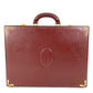 CARTIER Logo Must Line Attache Case Bag Handbag Tote Bag Business Bag Leather Unisex Wine Red