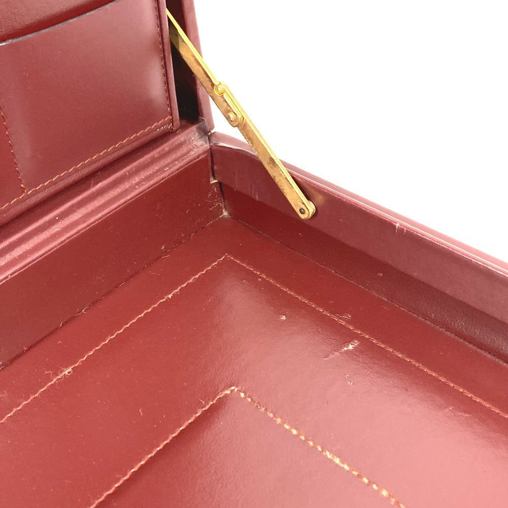 CARTIER Logo Must Line Attache Case Bag Handbag Tote Bag Business Bag Leather Unisex Wine Red