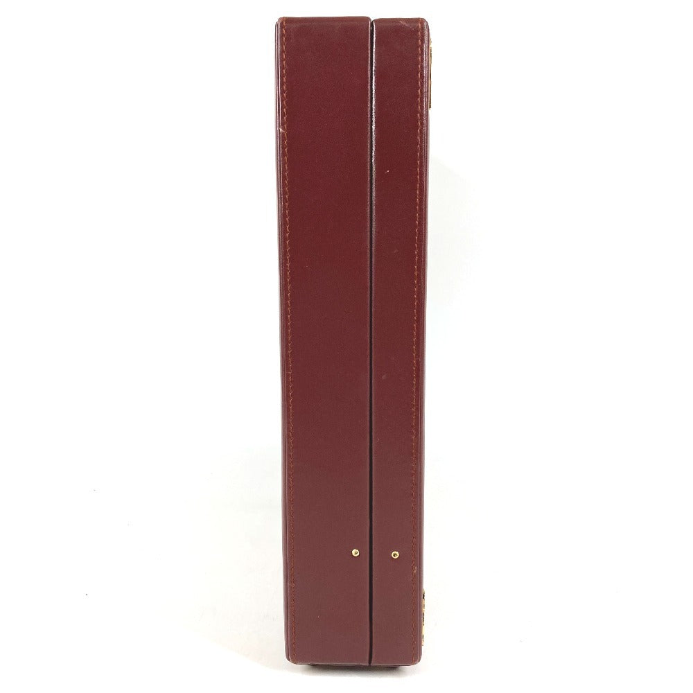 CARTIER Logo Must Line Attache Case Bag Handbag Tote Bag Business Bag Leather Unisex Wine Red
