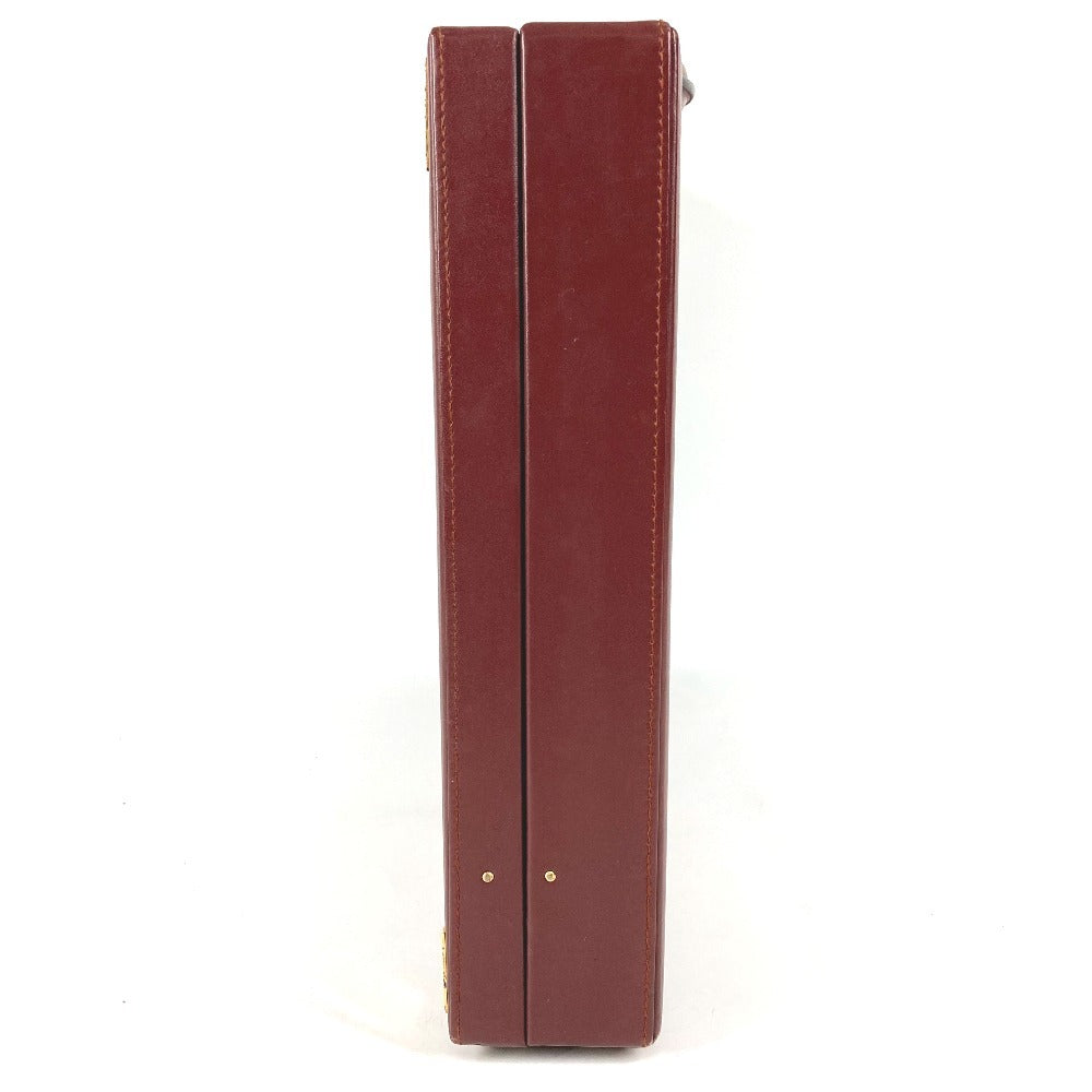 CARTIER Logo Must Line Attache Case Bag Handbag Tote Bag Business Bag Leather Unisex Wine Red
