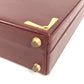 CARTIER Logo Must Line Attache Case Bag Handbag Tote Bag Business Bag Leather Unisex Wine Red