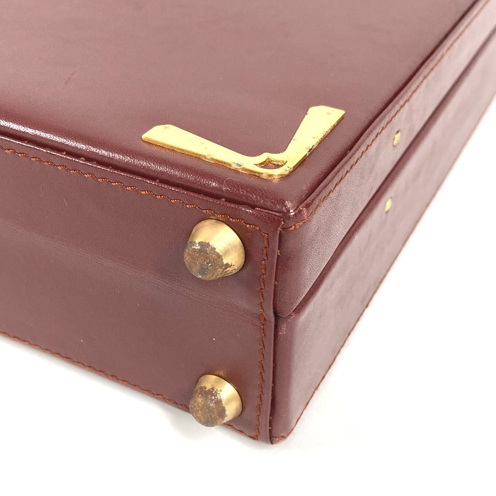 CARTIER Logo Must Line Attache Case Bag Handbag Tote Bag Business Bag Leather Unisex Wine Red