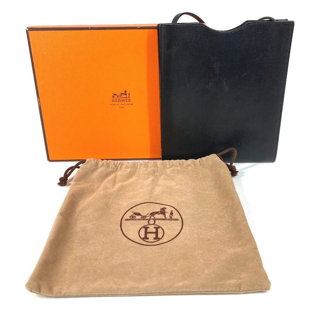 HERMES オニメトゥ カバン バッグ 斜め掛け ポシェット ショルダーバッグ ボックスカーフ ユニセックス ブラック